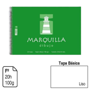 BLOC ESPIRAL DIBUJO MARQUILLA FOLIO TAPA BÁSICA 20 H. 100 G. LISO