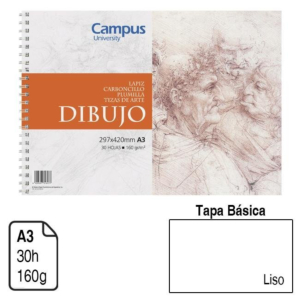 BLOC ESPIRAL DIBUJO CAMPUS LUXE A3 TAPA BÁSICA 30 H. 160 G. LISO REF. 600303