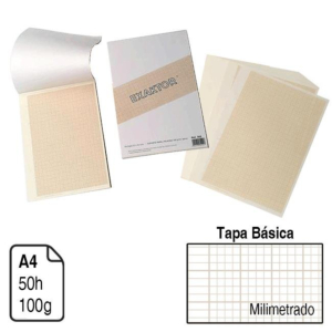 BLOC ENCOLADO J. MICHEL EXACTOR A4 TAPA BÁSICA 50 H. 100 G. MILIMETRADO REF. 304