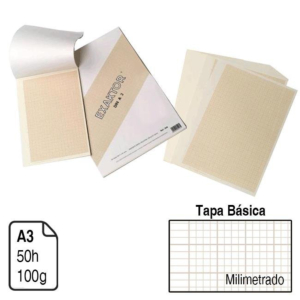 BLOC ENCOLADO J. MICHEL EXACTOR A3 TAPA BÁSICA 50 H. 100 G. MILIMETRADO REF. 308