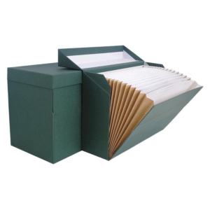 CAJA TRANSFERENCIA CARTÓN FORRADO TELA FOLIO FUELLE 1/31 VERDE REF. 5513