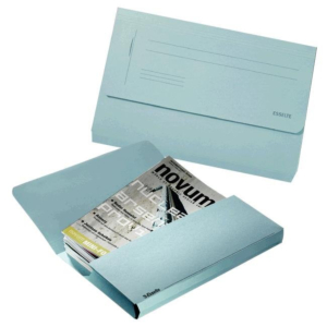 SUBCARPETA CARTULINA 275 G. ESSELTE POCKET FOLIO CON BOLSA Y FUELLE AZUL REF. 15843