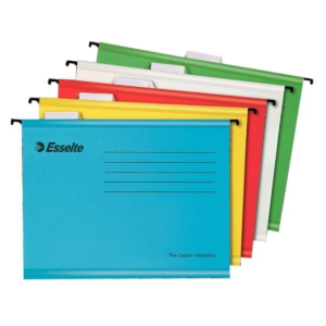 CARPETA COLGANTE CARTULINA KRAFT ESSELTE A4 VISOR SUPERIOR 5 COLORES SURTIDOS REF. 93042