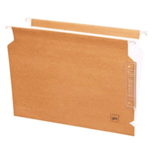 CARPETA COLGANTE CARTULINA KRAFT GIO FOLIO VISOR LATERAL BICOLOR MARRÓN/BLANCO REF. AKU-2