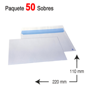 SOBRE AMERICANO 110 X 220 MM. BLANCO REF. 00625000
