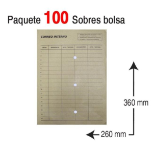 SOBRE BOLSA FOLIO PROLONGADO 260 X 360 MM. CORREO INTERNO KRAFT REF. 148956