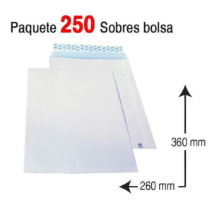 SOBRE BOLSA FOLIO PROLONGADO 260 X 360 MM. REF. BS-000005