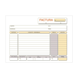 TALONARIO FACTURAS IVA MASTERPAPER 4º 207 X 145 MM. DUPLICADO (50 JUEGOS) REF. 64-D