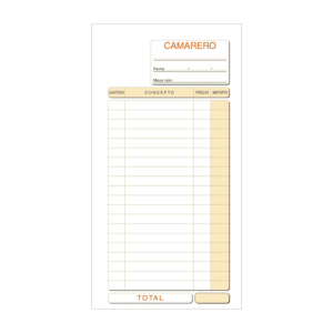 TALONARIO DE CAMAREROS MASTERPAPER 109 X 207 MM. DUPLICADO NUMERADO (50 JUEGOS) REF. 100-D