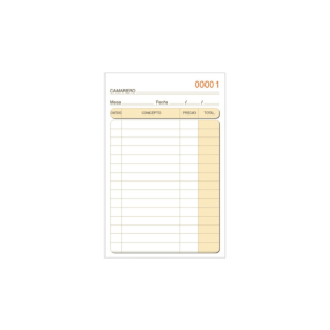 TALONARIO DE CAMAREROS DE BOLSILLO MASTERPAPER 88 X 135 MM. NUMERADO (100 HOJAS) REF. T160/N