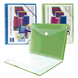 CARPETA ESPIRAL CON DOSSIER Y GOMAS 40 FUNDAS PLUS OFFICE A4 COLORES SURTIDOS TRASLÚCIDOS