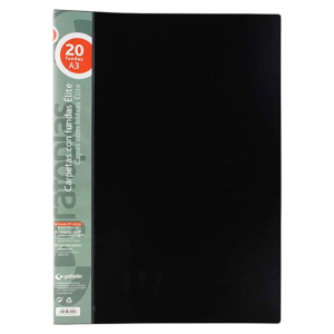 CARPETA 20 FUNDAS GRAFOPLAS ÉLITE A3 NEGRO REF. 981414
