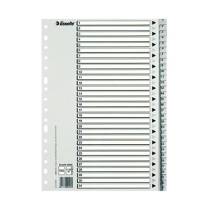 SEPARADOR NUMÉRICO MULTITALADRO DE POLIPROPILENO TAMAÑO FOLIO REF. 49208
