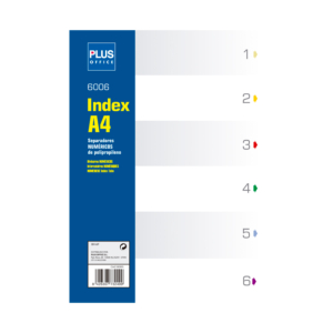 SEPARADORES NUMÉRICOS DE POLIPROPILENO A4 PLUS OFFICE COLORES (PACK 6 UND.) REF. 6006