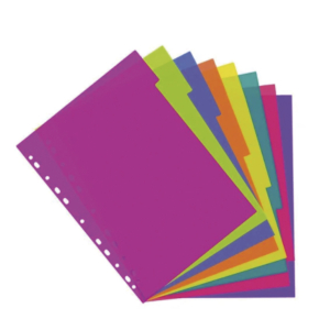SEPARADORES DE POLIPROPILENO A4 PLUS OFFICE 8 COLORES TRASLÚCIDOS