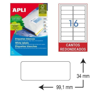 ETIQUETAS AUTOADHESIVAS APLI 99,1 X 34 MM. (1600 ETIQ./CAJA) REF. 2418