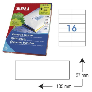 ETIQUETAS AUTOADHESIVAS APLI 105 X 37 MM. (1600 ETIQ./CAJA) REF. 1274