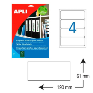 ETIQUETAS AUTOADHESIVAS APLI 190 X 61 MM. (100 ETIQ./CAJA) REF. 1233
