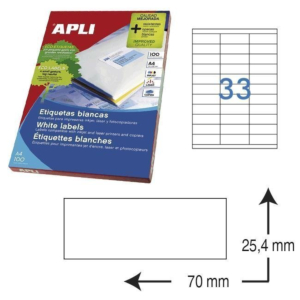 ETIQUETAS AUTOADHESIVAS APLI 70 X 25,4 MM. (3300 ETIQ./CAJA) REF. 1270
