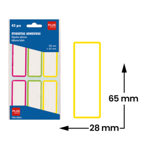 ETIQUETAS DE COLORES PARA LIBROS PLUS OFFICE 28 X 65 MM 42 UNID.