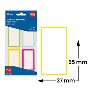 ETIQUETAS DE COLORES PARA LIBROS PLUS OFFICE 37 X 65 MM. 28 UNID. 