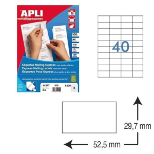 ETIQUETAS AUTOADHESIVAS APLI 52,5 X 29,7 MM. (4000 ETIQ./CAJA) REF. 1286
