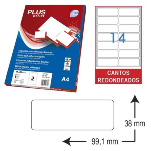 ETIQUETAS AUTOADHESIVAS PLUS OFFICE 99,1 X 38 MM. (1400 ETIQ./CAJA) REF.10690/9938