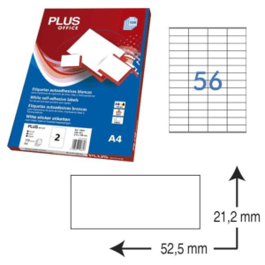 ETIQUETAS AUTOADHESIVAS PLUS OFFICE 52,5 X 21,2 MM. (5600 ETIQ./CAJA) REF.10691/5221