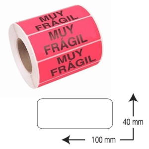 ETIQUETAS AUTOADHESIVAS DE ENVÍO PRYSE "MUY FRÁGIL" 40 X 100 MM. (200 ETIQ./ROLLO) REF. 1040015