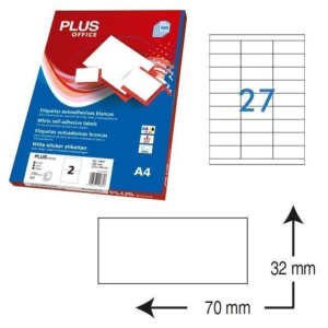 ETIQUETAS AUTOADHESIVAS PLUS OFFICE 70 X 30 MM. (2700 ETIQ./CAJA) REF.10683/7030