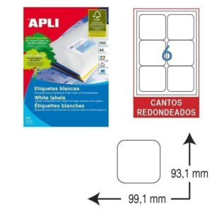 ETIQUETAS AUTOADHESIVAS APLI 99,1 X 93,1 MM. (600 ETIQ./CAJA) REF. 2421