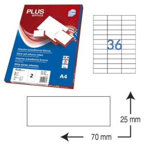ETIQUETAS AUTOADHESIVAS PLUS OFFICE 70 X 25 MM. (3600 ETIQ./CAJA) REF.10674/7025