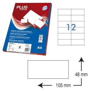 ETIQUETAS AUTOADHESIVAS PLUS OFFICE 105 X 48 MM. (1200 ETIQ./CAJA) REF.1663/48105