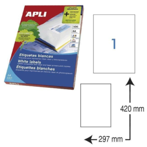 ETIQUETAS AUTOADHESIVAS APLI A3 297 X 420 MM. (100 ETIQ./CAJA)) REF. 11352
