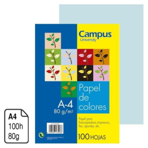 PAPEL CAMPUS UNIVERSITY AZUL PASTEL A4 80 G. 100 H.
