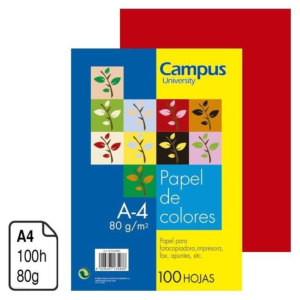PAPEL CAMPUS UNIVERSITY ROJO INTENSO A4 80 G. 100 H. REF. 01161