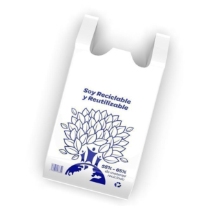 BOLSA REUTILIZABLE BLANCA DE PLÁSTICO CON ASAS 48 X 59 CM.