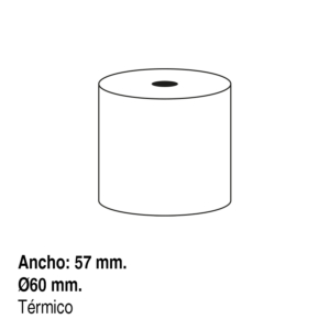 ROLLO PAPEL TÉRMICO PARA CALCULADORA Y REGISTRADORA 57 X 60 MM.