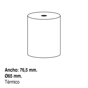 ROLLO PAPEL TÉRMICO PARA CALCULADORA Y REGISTRADORA 76,5 X 65 MM.