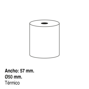 ROLLO PAPEL TÉRMICO PARA CALCULADORA Y REGISTRADORA 57 X 50 MM.