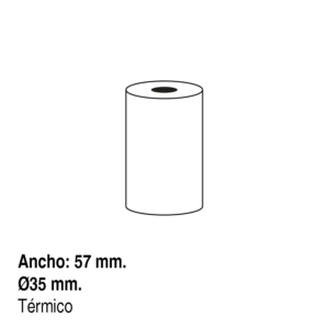 ROLLO PAPEL TÉRMICO PARA CALCULADORA Y REGISTRADORA 57 X 35 MM.