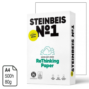 PAPEL RECICLADO 100% STEINBEIS Nº1 A4 80 G. 500 H.