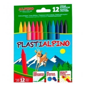 LÁPICES DE CERA DURA PLASTIALPINO 12 COLORES SURTIDOS REF. PA-000012