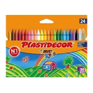 LÁPICES DE CERA DURA BIC PLASTIDECOR 24 COLORES SURTIDOS