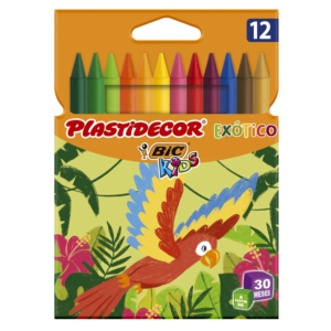 LÁPICES DE CERA DURA BIC PLASTIDECOR 12 COLORES EXÓTICOS