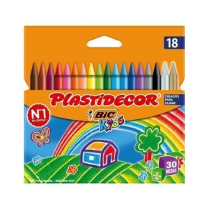 LÁPICES DE CERA DURA BIC PLASTIDECOR 18 COLORES SURTIDOS