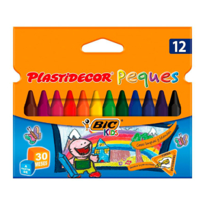 LÁPICES TRIANGULARES DE CERA DURA BIC PLASTIDECOR PEQUES 12 COLORES SURTIDOS REF. 872774
