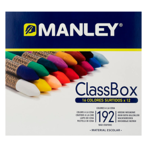 LÁPICES DE CERA BLANDA MANLEY 16 COLORES SURTIDOS REF. 00192