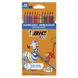 LÁPICES DE COLORES BIC EVOLUTION STRIPES 12 COLORES SURTIDOS