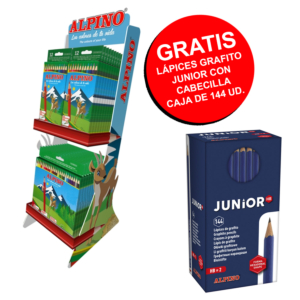 EXPOSITOR ALPINO LAPICES DE COLORES + 144 UNIDADES DE LÁPICES GRAFITO JUNIOR